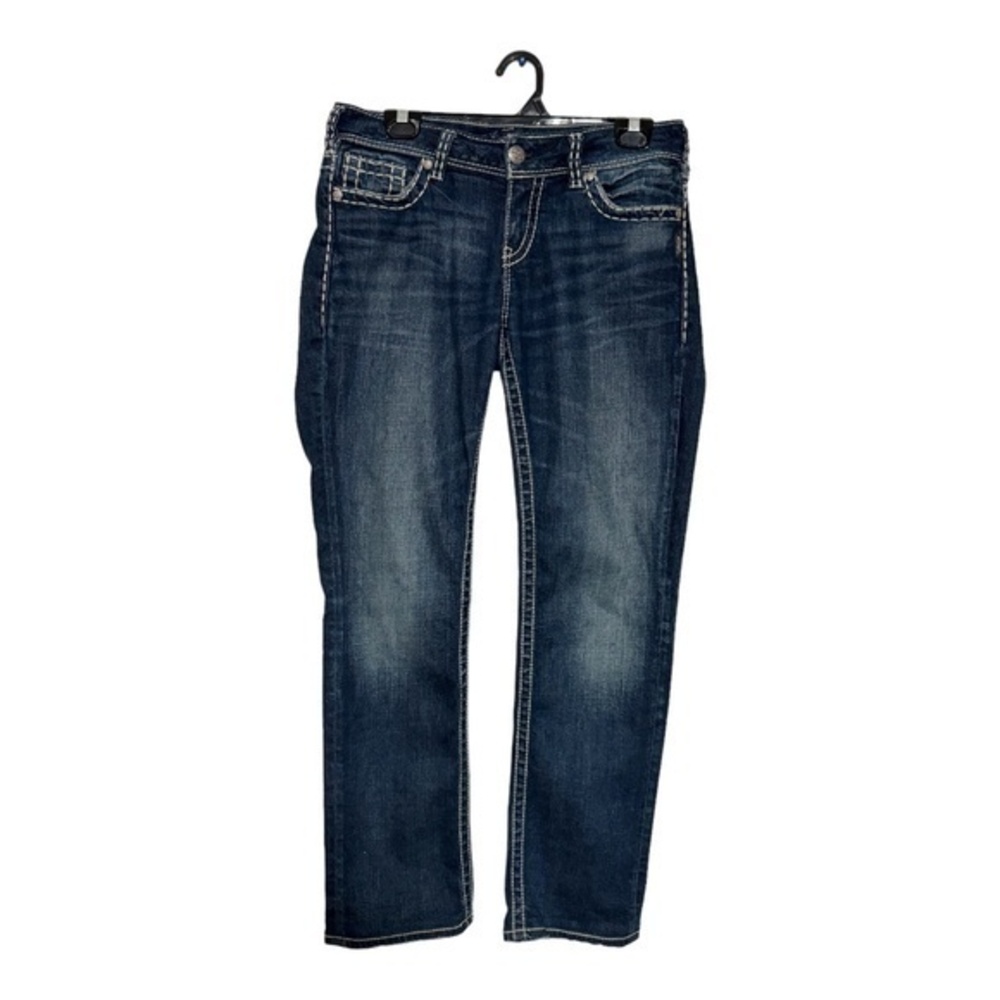 Silver Jeans Womens Ski Mid Rise Straight Leg Contrast Thread Size w30